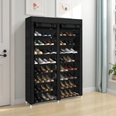HAOYYE Double Row 10-Tier Non-Woven Fabric Shoe Cabinet with Durable Iron Frame and Plastic Connectors, Space-Saving Black Shoe Organizer for Bedroom Entryway Hallway Closet Storage